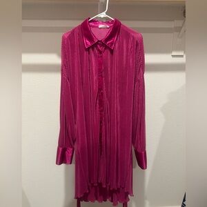Cara Fuchsia Plisse Mini Dress